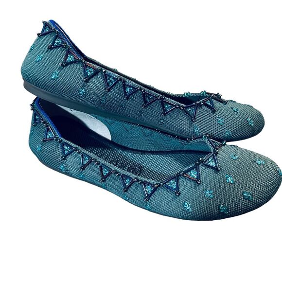 Rothy’s Custom Green Spruce Embellished Beaded Sz 8 - Picture 3 of 10